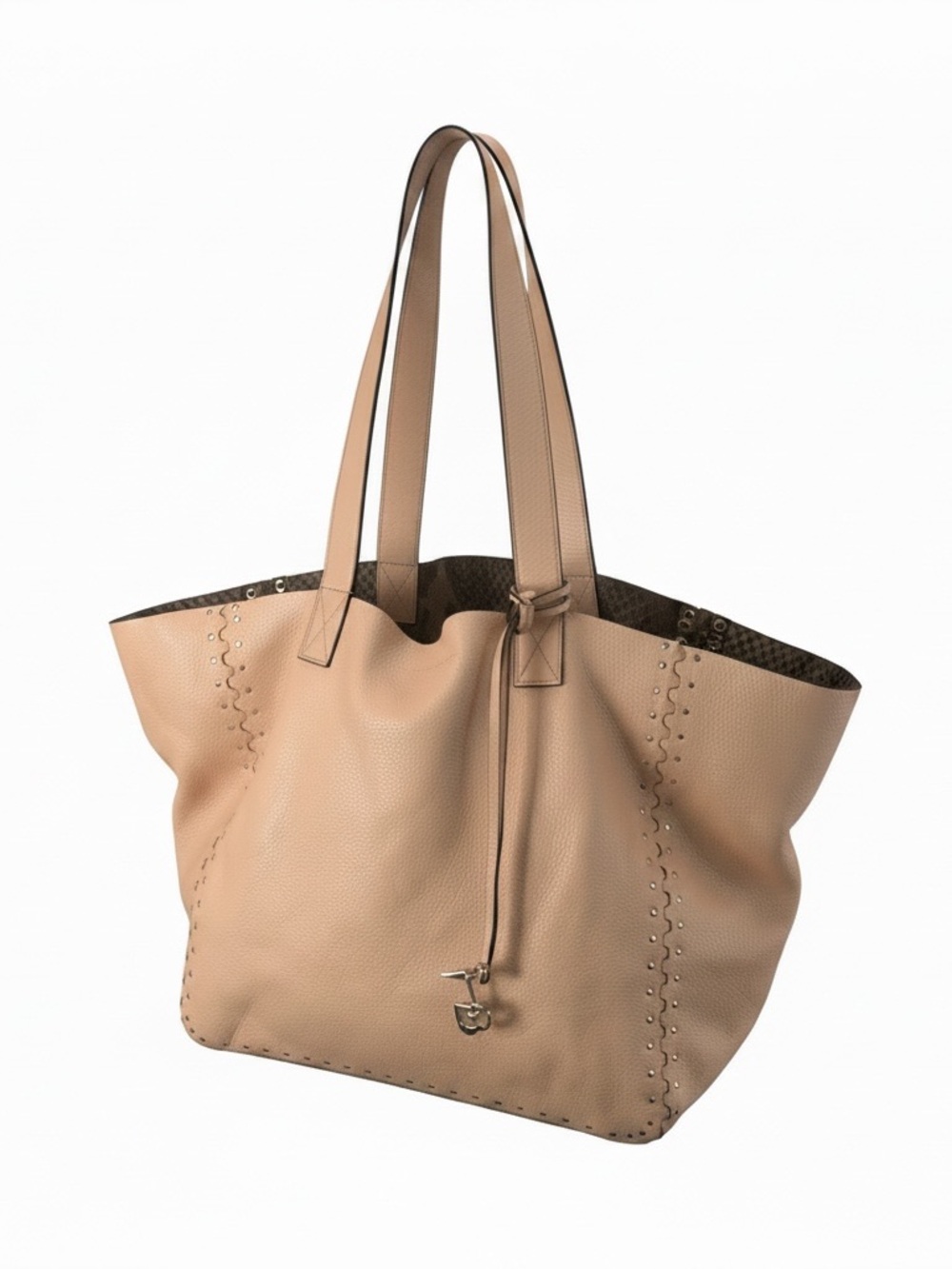 VNTG Reversible butter soft Henri Bendel Pebbled Blush Tote with Matching Pouch